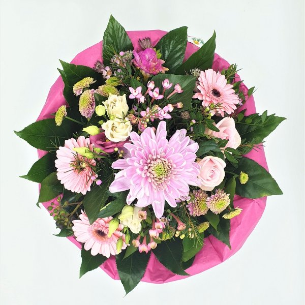 Strauß in pink mit Dekochrysantheme Bild 4