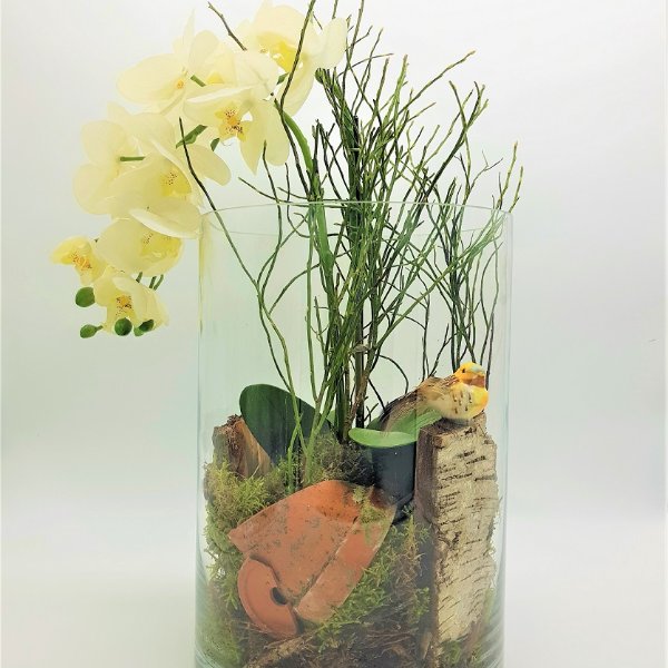 Glasvase mit einer Orchidee Bild 1